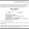 Binder Hans 1920-2010 Todesanzeige
